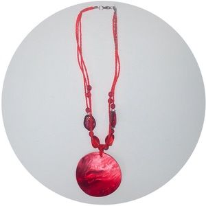 Red Disc Beaded Necklace & Earring Set NEW WITH TAGS